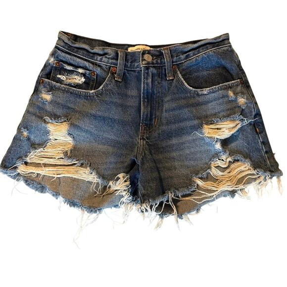 Abercrombie & Fitch Curve Love The Boyfriend Short Mid Rise Jean 26 distressed - Picture 1 of 4